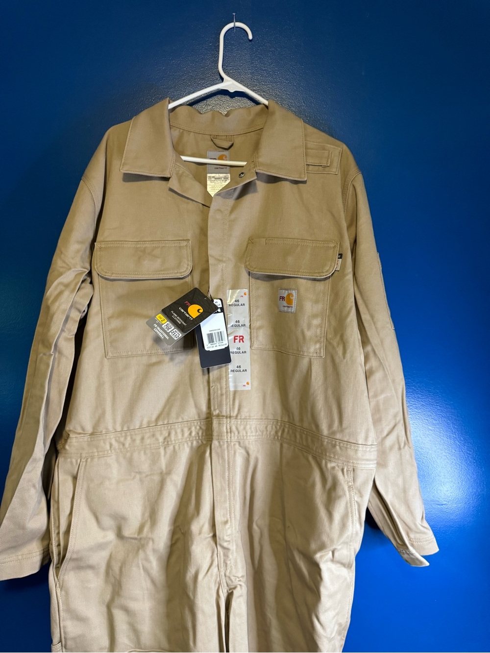 Carhartt FR Flame Resistant Coveralls Men’s 46 Regular Tan Khaki NWT 101017-250